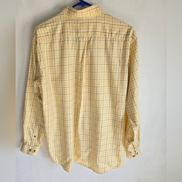 LL BEAN Shirt Mens L Long Sleeve Wrinkle Resistant Yellow Plaid Button Up Down - Picture 3 of 6